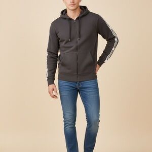 Hollister Charcoal Zip-Up Hoodie with Logo Sleeves